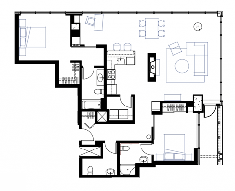 Floor plan for 2 beds, 2 baths, 1506 sqft